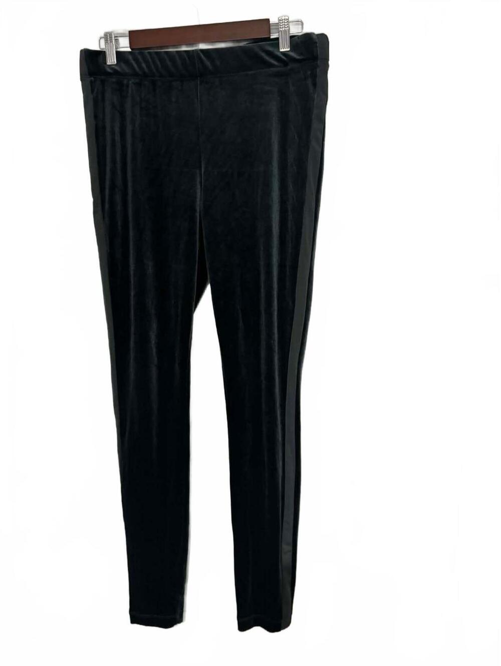Aeropostale Women's Black Velvet Leggings with Side Stripe, XL